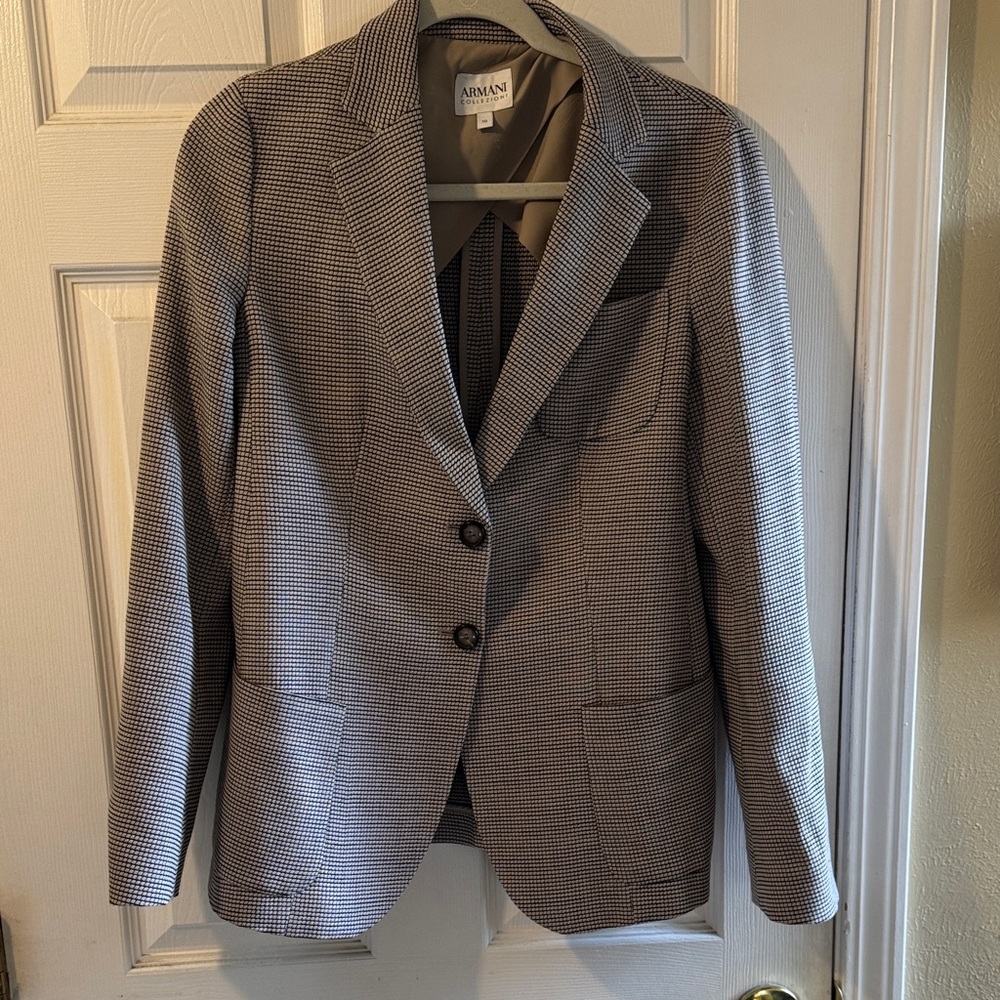 Giorgio Armani Black and White Checkered Blazer